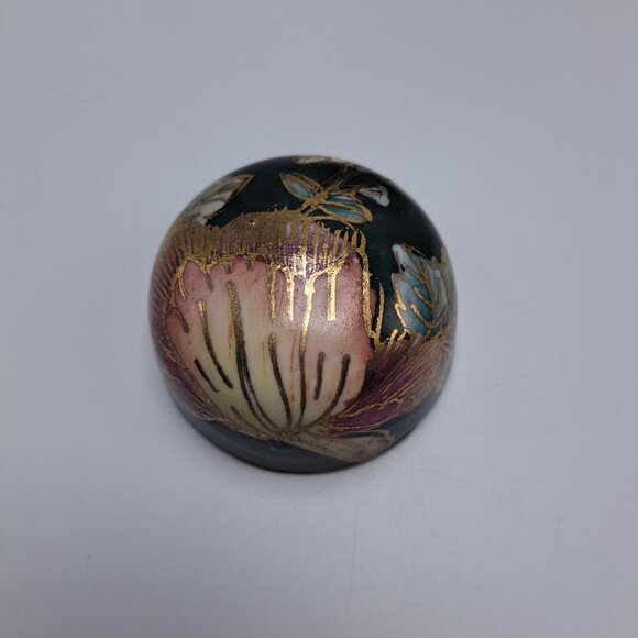 Vintage Cloisonné Style Ginger Jar With Lid Floral Design - Picture 7 of 12